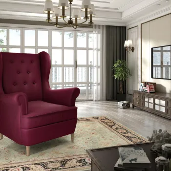 Fotoliu ELTAP, Aros, 72x60x100 cm, lemn/poliester, visiniu imagine