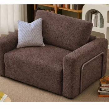 Fotoliu extensibil, Atelier del Sofa, 118FVL1102, MATERIAL TEXTIL BOUCLETTE, Maro imagine