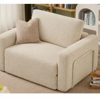 Fotoliu extensibil, Atelier del Sofa, 118FVL1103, MATERIAL TEXTIL BOUCLETTE, Crem imagine