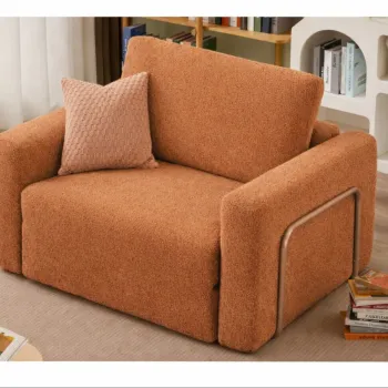 Fotoliu extensibil, Atelier del Sofa, 118FVL1104, MATERIAL TEXTIL BOUCLETTE, Portocaliu imagine