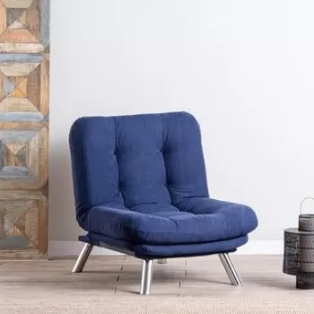 Fotoliu extensibil Misa Solo, Futon, 135x88 cm, metal, bleumarin imagine