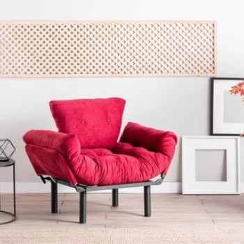 Fotoliu extensibil Nitta Single, Futon,135x70 cm,metal, maroon imagine