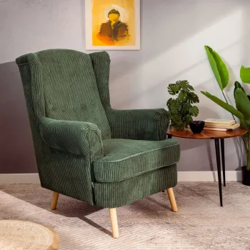 Fotoliu Fossby Faso, Homla, 86x85x108 cm, lemn/catifea din poliester, verde imagine
