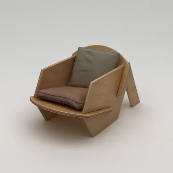 Fotoliu, Hanah Home, Bird, 70x56x54 cm, 100% BIRCH PLYWOOD, Lemn natural imagine