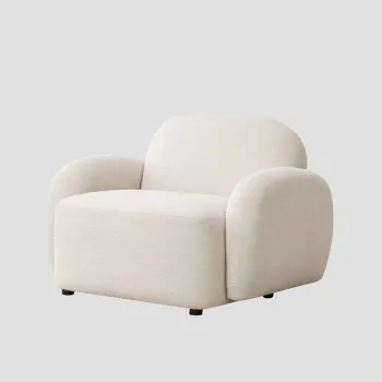 Fotoliu Helmi, Homla, 108x87x73 cm, MDF/metal/poliester, ecru imagine