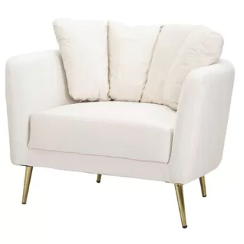 Fotoliu, Kiev, Mauro Ferretti, 88 x 77 x 74 cm, lemn de eucalipt/poliester/metal, crem/auriu imagine