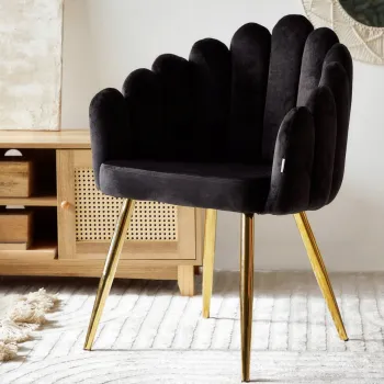 Fotoliu Lana, Homla, 56x55x83 cm, metal/catifea din poliester, negru imagine