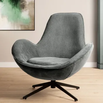 Fotoliu Lunaire, Homla, 86x76x87 cm, metal/catifea din poliester, gri imagine