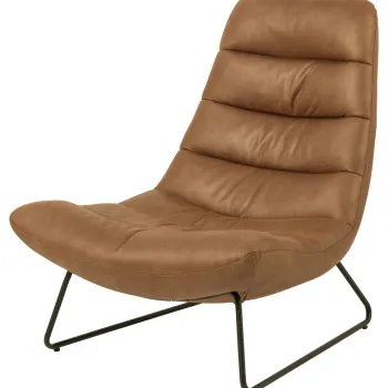 Fotoliu Milford, Actona, 82.5x93x97 cm, poliester/piele ecologica/otel, brandy imagine