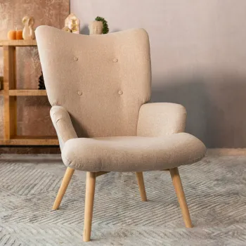 Fotoliu Moss, Homla, 70x55x95 cm, lemn/poliester, crem imagine