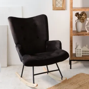 Fotoliu Moss, Homla, 72x73x92 cm, lemn/catifea din poliester, negru imagine