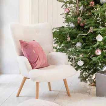 Fotoliu Moss Teddy Boucle, Homla, 70x48x95 cm, lemn/poliester, alb imagine