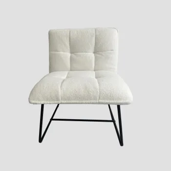 Fotoliu Nelox, Homla, 69x63x73 cm, MDF/metal/poliester teddy boucle, ecru imagine