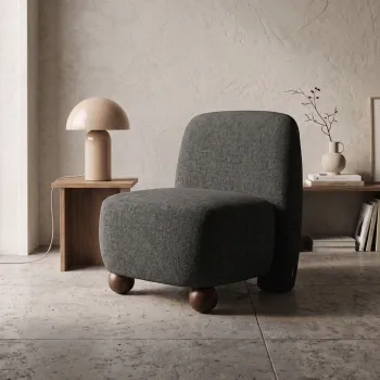 Fotoliu Norello, Homla, 77x66x77 cm, MDF/poliester, gri inchis/maro imagine