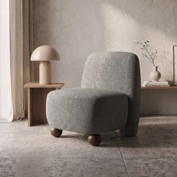 Fotoliu Norello, Homla, 77x66x77 cm, MDF/poliester, gri/maro imagine