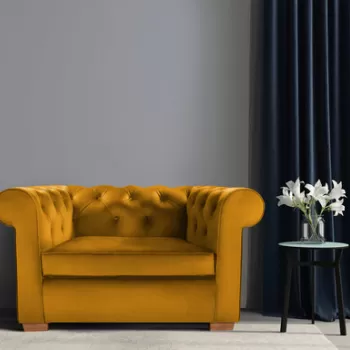 Fotoliu Oxford Chesterfield, 93x116x75 cm, Galben mustar imagine