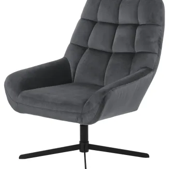 Fotoliu Paris, Actona, 73x76x89 cm, rotativ, catifea/otel, gri inchis imagine