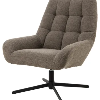 Fotoliu Paris, Actona, 73x76x89 cm, rotativ, tesatura Boucle/otel, grej imagine