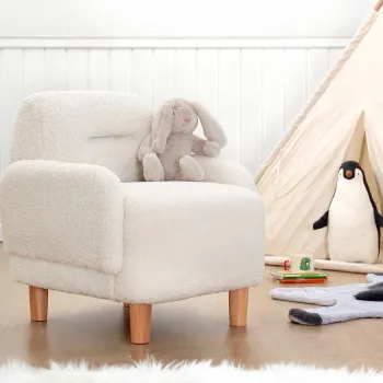 Fotoliu pentru copii, Fluffe, 209FLF1427, Blana artificiala, Alb imagine