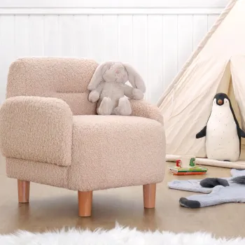 Fotoliu pentru copii, Fluffe, 209FLF1428, Blana artificiala, Roz pudra imagine