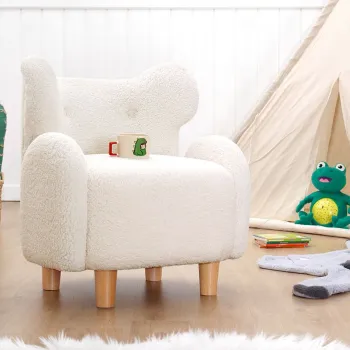 Fotoliu pentru copii, Fluffe, 209FLF1430, Blana artificiala, Alb imagine
