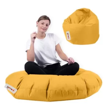 Fotoliu puf, Bean Bag, Ferndale, 100 cm, poliester impermeabil, galben imagine