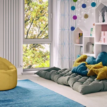 Fotoliu puf ELTAP, Bondo, 85x120x120 cm, poliester, mustar imagine