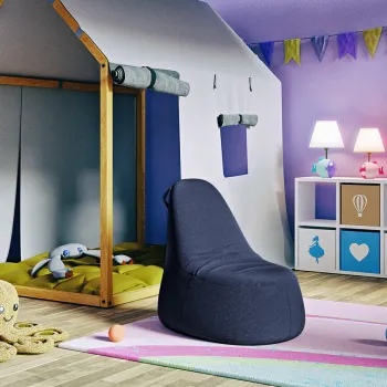 Fotoliu puf ELTAP, Mario, 78x83x83 cm, poliester, albastru inchis imagine