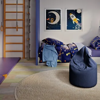 Fotoliu puf ELTAP, Robo, 70x90x70 cm, poliester, albastru inchis imagine
