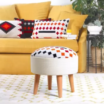 Fotoliu puf, Fluffe, 209FLF1111, 50% bumbac / 50% poliester, Alb imagine