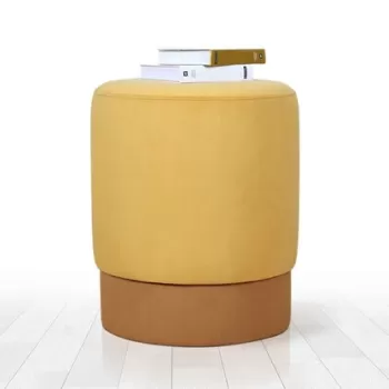 Fotoliu puf, Fluffe, 209FLF1123, 50% Bumbac / 50% Catifea, Galben imagine