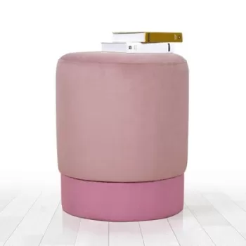 Fotoliu puf, Fluffe, 209FLF1126, 50% Bumbac / 50% Catifea, Roz imagine