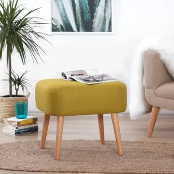 Fotoliu puf, Fluffe, 209FLF1127, 50% bumbac, 50% in, Galben imagine