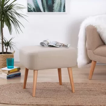 Fotoliu puf, Fluffe, 209FLF1132, 50% bumbac, 50% in, Crem imagine