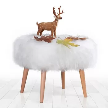 Fotoliu puf, Fluffe, 209FLF1135, Poliester, Alb imagine