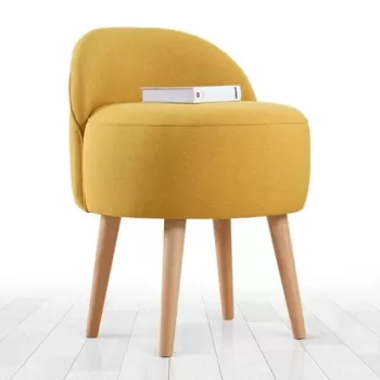 Fotoliu puf, Fluffe, 209FLF1148, 50% bumbac, 50% in, Galben imagine