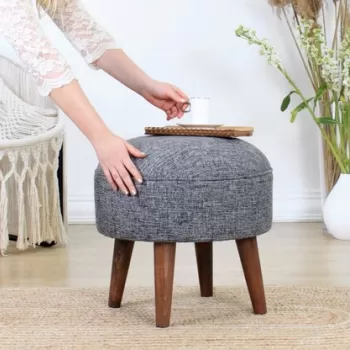 Fotoliu puf, Fluffe, 209FLF1166, 50% Bumbac / 50% Catifea, Gri imagine