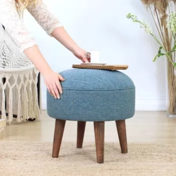 Fotoliu puf, Fluffe, 209FLF1167, 50% Bumbac / 50% Catifea, Albastru imagine