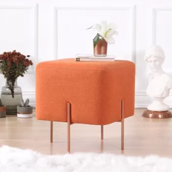 Fotoliu puf, Fluffe, 209FLF1184, 50% bumbac, 50% in, Portocaliu imagine