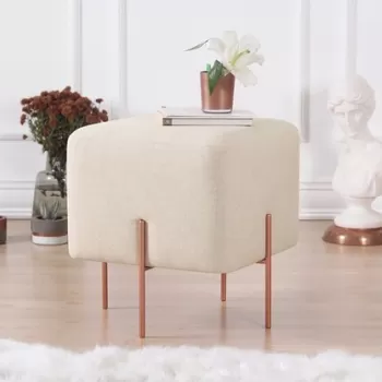 Fotoliu puf, Fluffe, 209FLF1188, 50% bumbac, 50% in, Crem imagine