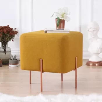 Fotoliu puf, Fluffe, 209FLF1191, 50% bumbac, 50% in, Galben mustar imagine