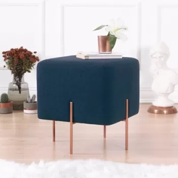 Fotoliu puf, Fluffe, 209FLF1192, 50% bumbac, 50% in, Albastru navy imagine