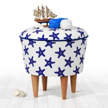 Fotoliu puf, Fluffe, 209FLF1217, Microfibra, Albastru alb imagine