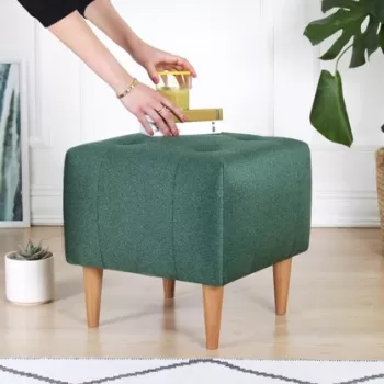 Fotoliu puf, Fluffe, 209FLF1227, 50% Bumbac / 50% Catifea, Verde imagine