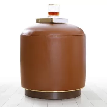 Fotoliu puf, Fluffe, 209FLF1263, Piele ecologica, Camel imagine