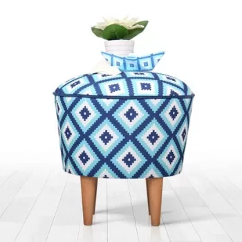 Fotoliu puf, Fluffe, 209FLF1275, Microfibra, Albastru alb imagine