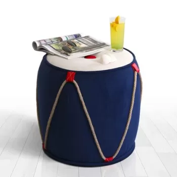 Fotoliu puf, Fluffe, 209FLF1286, 50% Bumbac / 50% Catifea, Albastru alb imagine