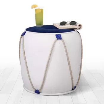 Fotoliu puf, Fluffe, 209FLF1287, 50% Bumbac / 50% Catifea, Albastru alb imagine