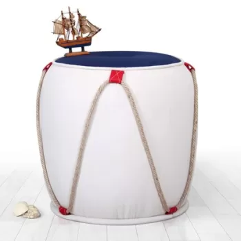 Fotoliu puf, Fluffe, 209FLF1288, 50% Bumbac / 50% Catifea, Albastru alb imagine