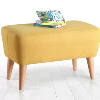 Fotoliu puf, Fluffe, 209FLF1319, 50% Bumbac / 50% Catifea, Galben imagine